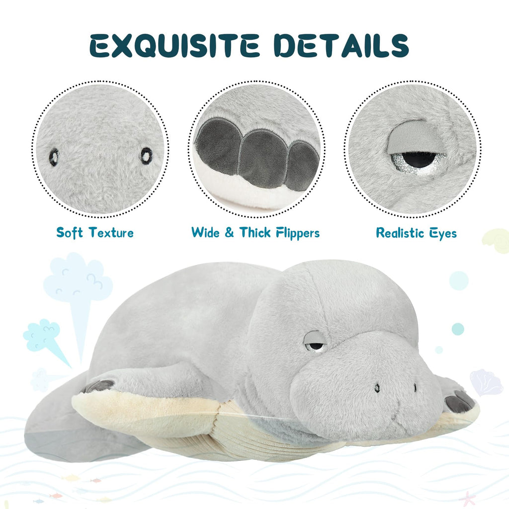 MorisMos 47 Inch Manatee Plush Toy, Large Manatee Stuffed Animal Soft Sea Animal Pillow Gifts for Kids Chirstmas Birthday Party