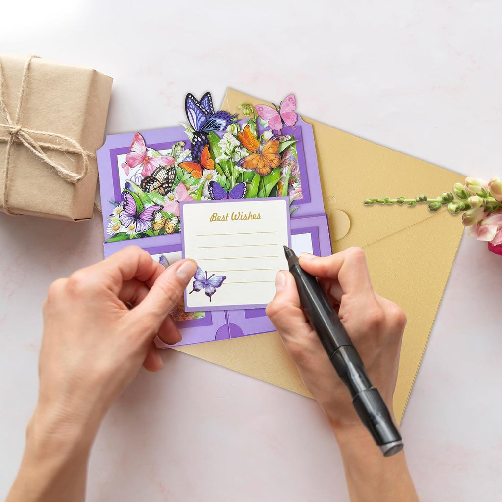 Skiennix Butterfly Pop-Up Birthday Card - Elegant Gift for Women, Daughter, Mom, Sister | Includes Blank Notecard & Envelope