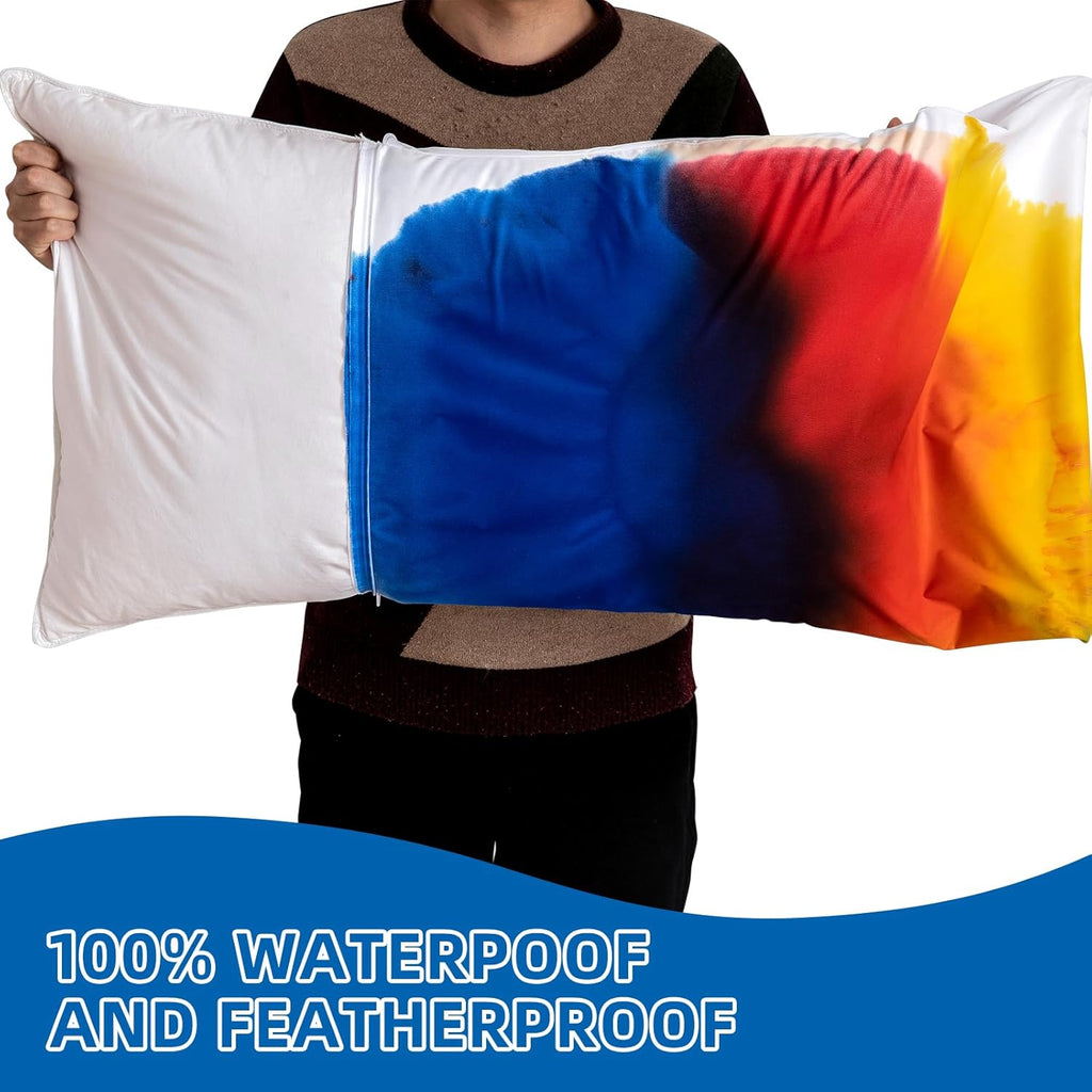 Skiennix Waterproof Pillow Protectors - Hypoallergenic Zippered Cases | Standard Size, 4 Pack