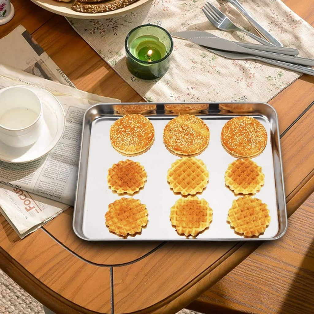 Wildone Baking Sheet Set - Stainless Steel Cookie Pans with Cooling Racks | 10 x 8 Inch, Non-Toxic & Easy Clean
