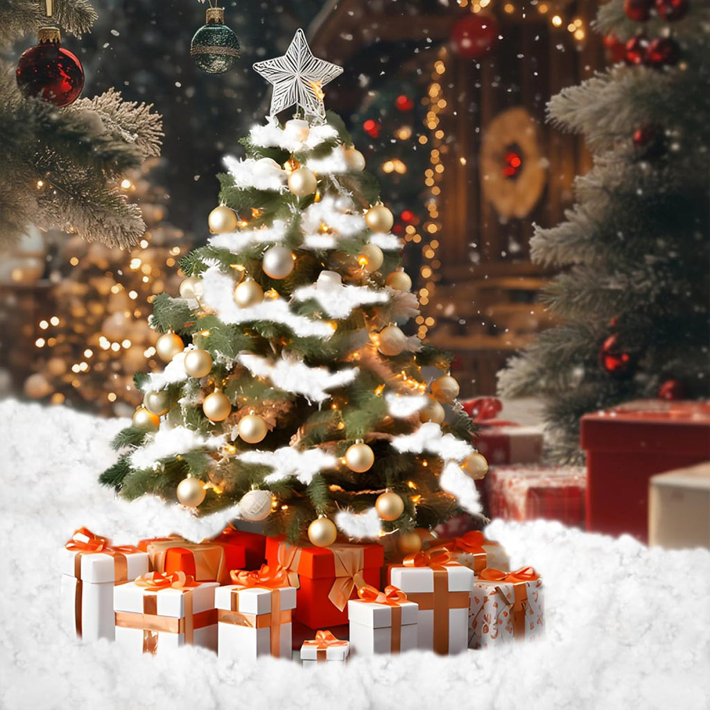 Skiennix Christmas Fake Snow Decor - Fluffy Artificial Snow Cotton for Indoor Decoration | 5.3oz