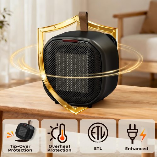 ZAFRO Space Heater, Portable Heater Electric Ceramic Fan Small Heaters Handle Indoor Use, Tip-Over & Overheat Protection, 60℉-87℉ for Home/Office