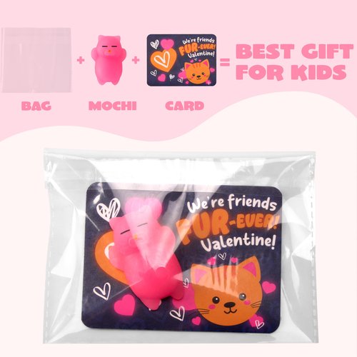 JOYIN 36 Packs Valentine‘s Day Gift Cards with Glow in Dark Mochi Squishy Toys, 9 Designs Stress Relief Fidget Toys, Glowing Squeeze Toy for Kids Valentine's Party Favors and Classroom Exchange