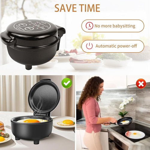 Hyvance Smart Fried Egg Cooker - Automatic Maker for 6 Styles | Non-Stick, Auto Power Off, Black