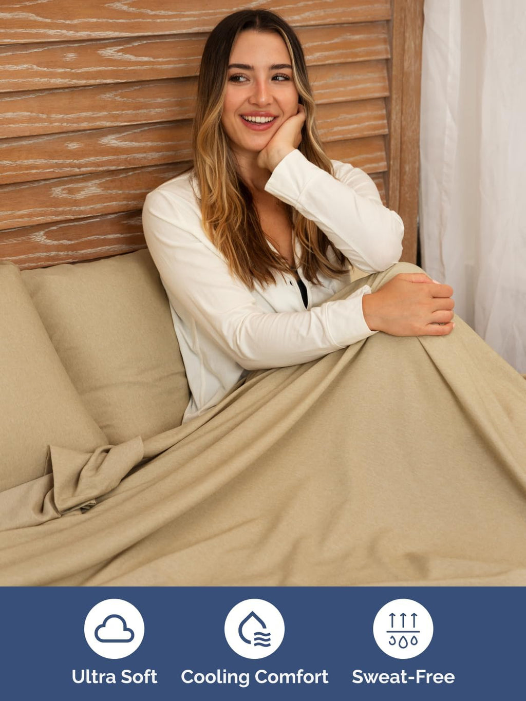 Skiennix Extra Deep Full Sheet Set | 6-Piece Breathable Cooling Sheets - Luxury Hotel Bedding in Heathered Tan