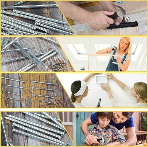 KURUI 700PC Nail Assortment Kit - 8oz Hammer for Wall Art & Picture Frame | 350 Roofing & Finishing Nails