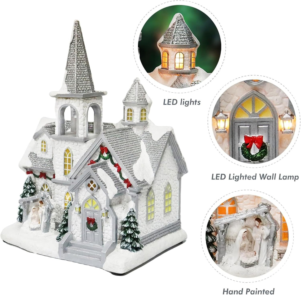 Moments In Time Lighted Musical Church - 11.7” Hand-Painted Christmas Village House | LED Décor Gift