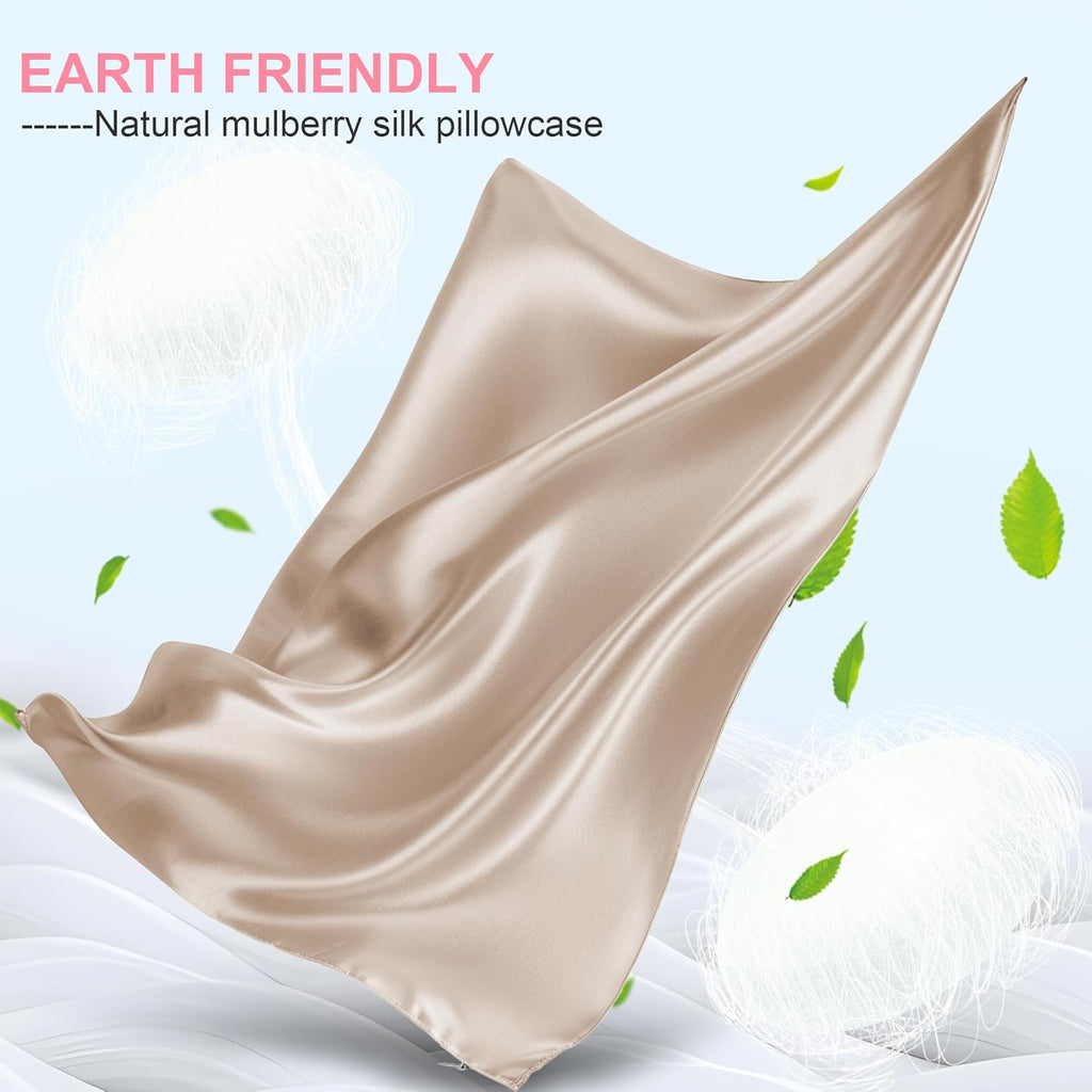 Skiennix Mulberry Silk Pillowcase - King Size, Hidden Zipper, Smooth & Breathable for Hair & Skin | Champagne