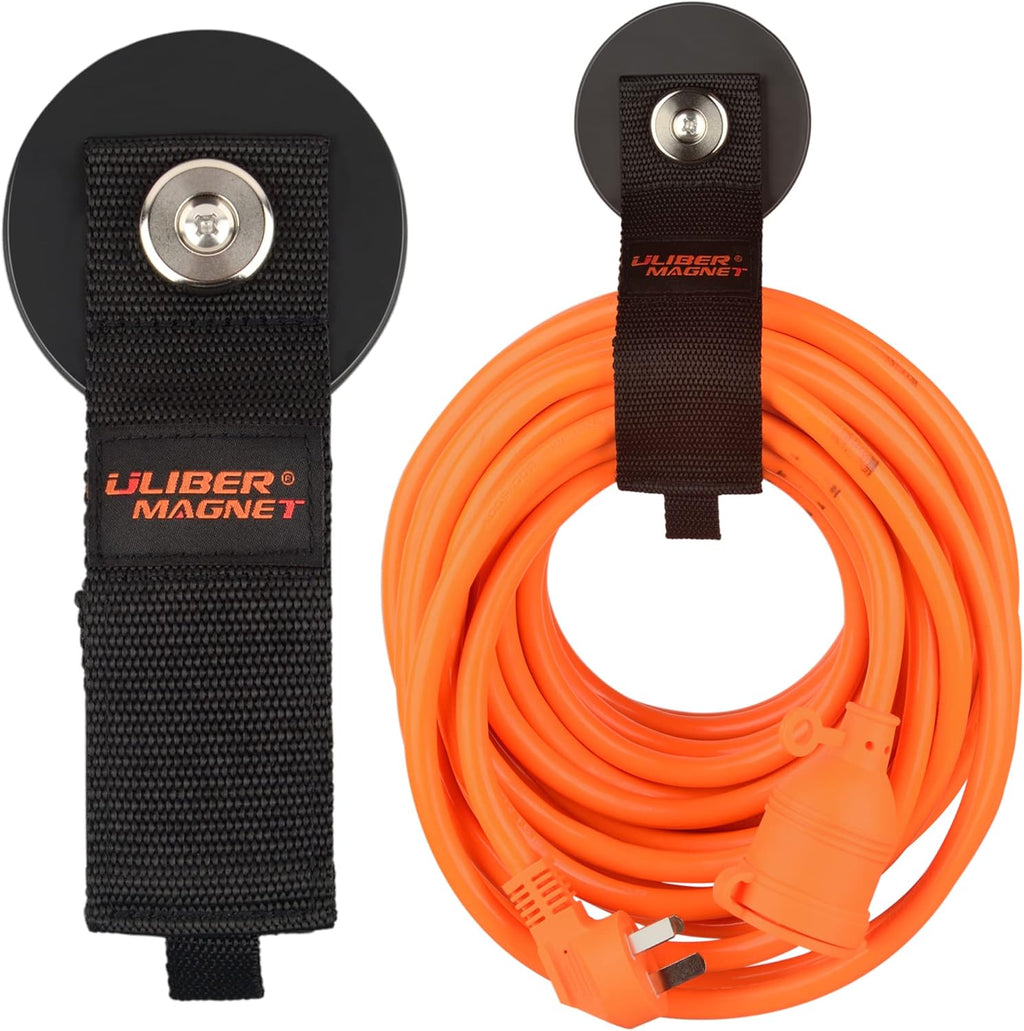 ULIBERMAGNET Strong Magnetic Hooks - Heavy Duty Tool Organizer for Cords, Cables & More | 2 Pack, 3.46 Inch