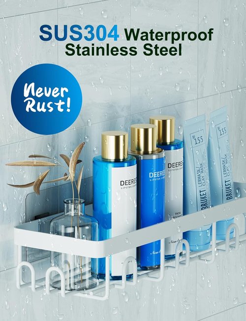 GVY Shower Caddy - 5 Pack Adhesive Bathroom Organizer Shelves | Rustproof & No Drilling Design