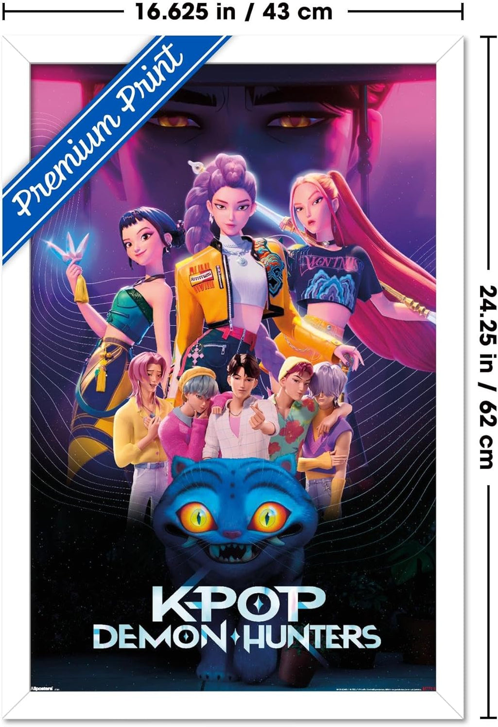 Netflix KPop Demon Hunters Wall Poster - Framed 22.4L x 14.7W | Stylish Home Decor
