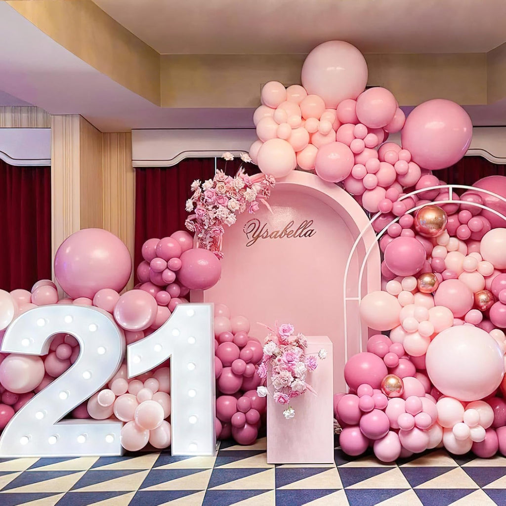 PartyWoo Mauve Balloon Kit - 100pcs in 5-18 Inch Sizes | Dusty Pink Rose Decor for Baby Showers & Weddings