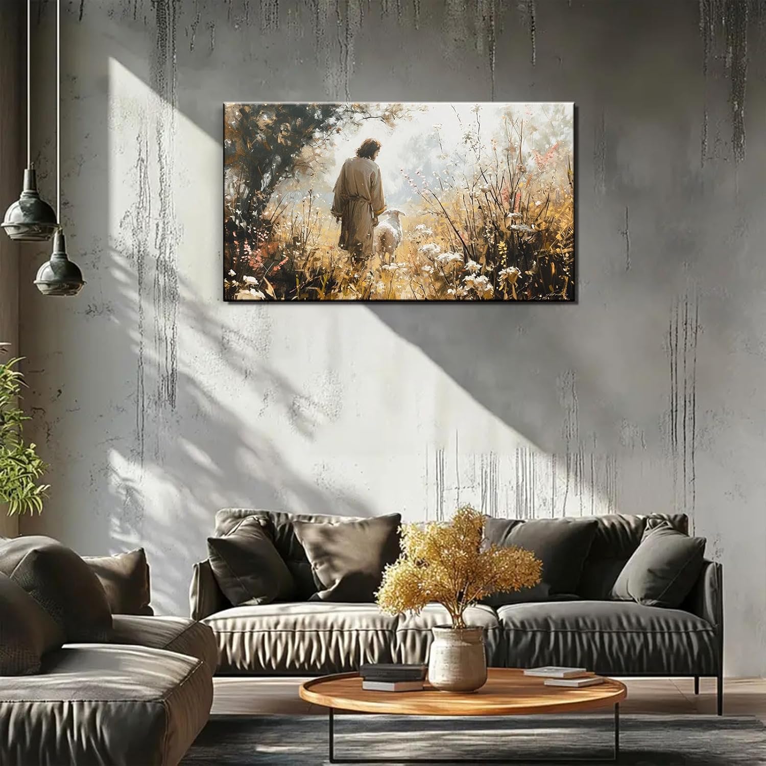 Regine Switzerland Vintage Jesus Lamb Canvas Wall Art - Modern Christian Decor for Living Room | 12x16 Inch