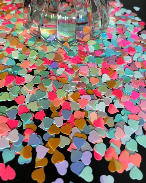 Iridescent Heart Confetti, Multicolor Valentines Day Table Scatter Sequins Heart Scatter for Wedding Bridal Shower Birthday Party