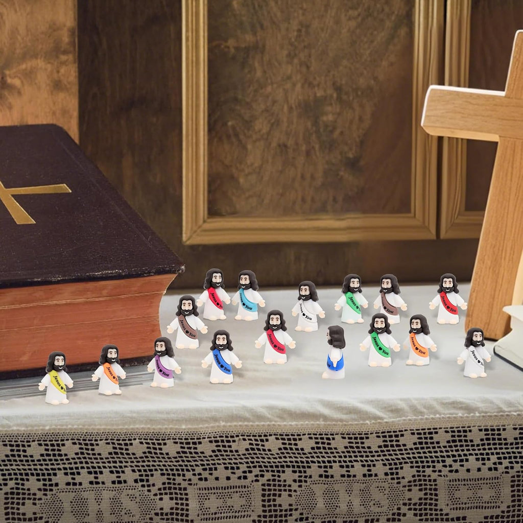 Owurha Jesus Love You Mini Figures - 100 Pcs Tiny Religious Figurines for Parties & Gifts