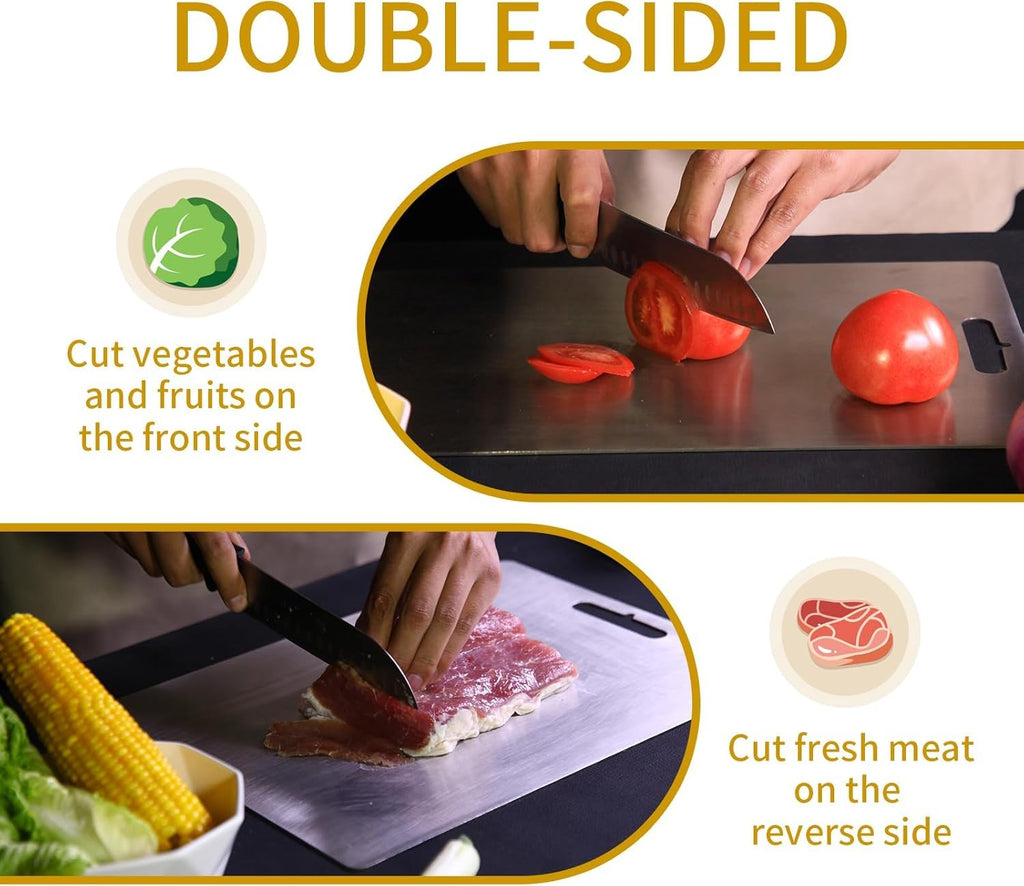 Titanium Cutting Board, 100% Pure Titanium Cutting Boards for Kitchen, Upgrade Hygiene & Durability Food-Grade Cutting Boards for Meat Fruit & Vegetable(12"L x 9"W)
