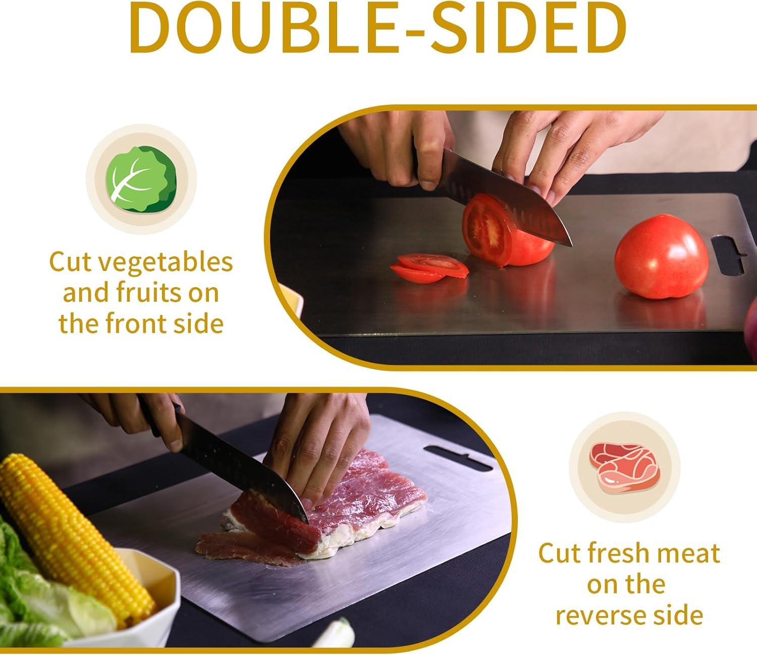 Titanium Cutting Board, 100% Pure Titanium Cutting Boards for Kitchen, Upgrade Hygiene & Durability Food-Grade Cutting Boards for Meat Fruit & Vegetable(12"L x 9"W)