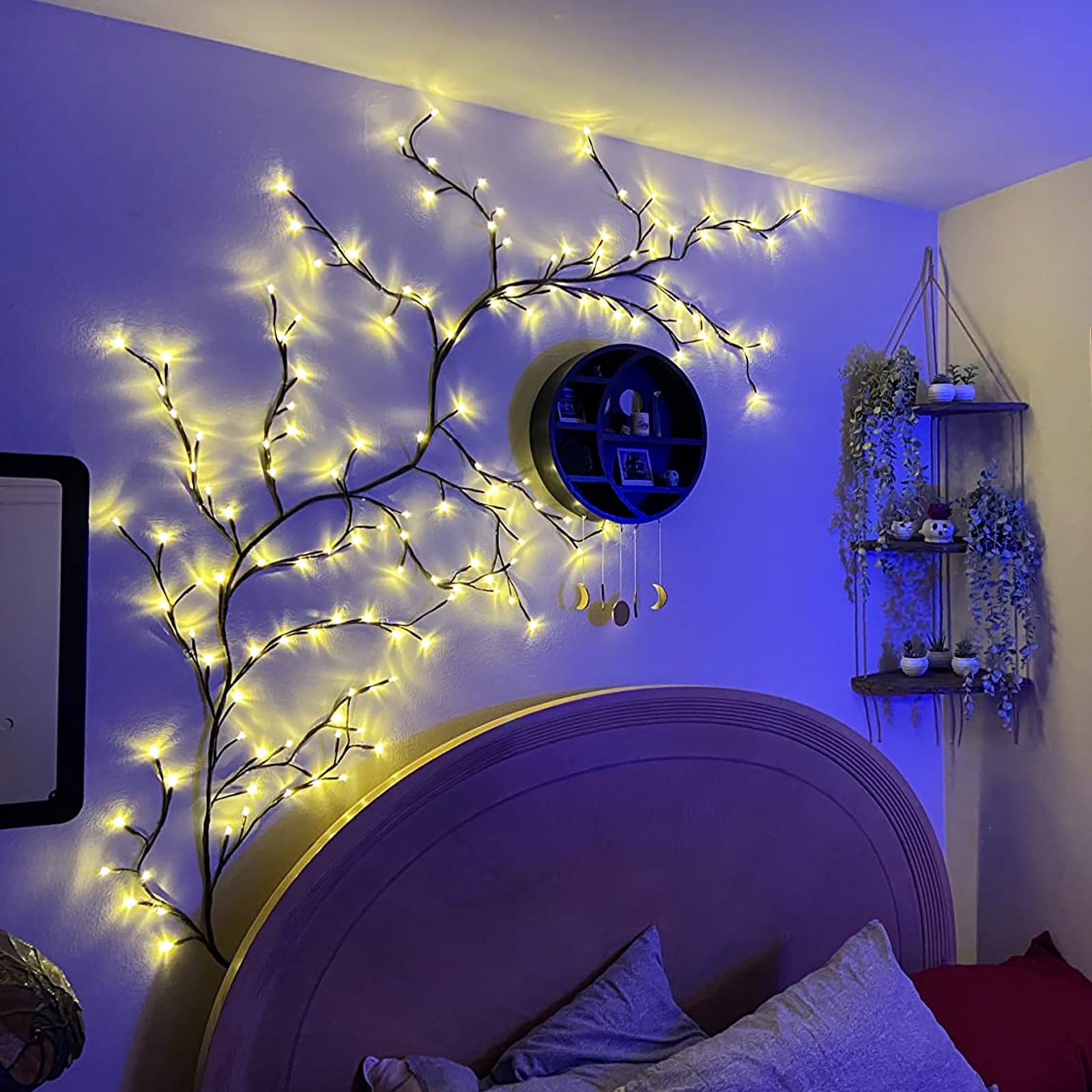 SZMiNiLED Enchanted Willow Vine Lights: Warm LED Branch Lights for Bedroom Window Frame Living Room Wall, DIY Home Decor Ideal for Fireplace, Wedding & Christmas Decor