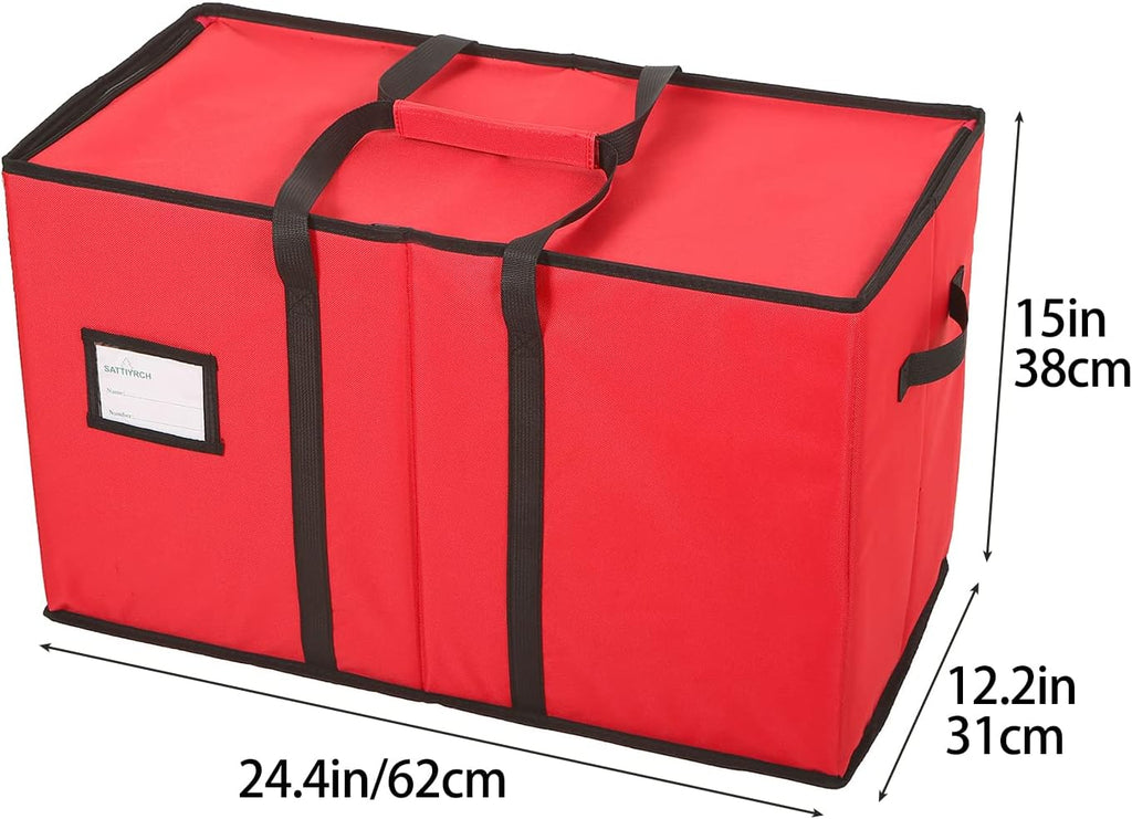 Sattiyrch Christmas Figurine Storage Box - 600D Canvas Nutcracker Container, 15 Inches, Adjustable Pockets for 8 Holiday Figurines