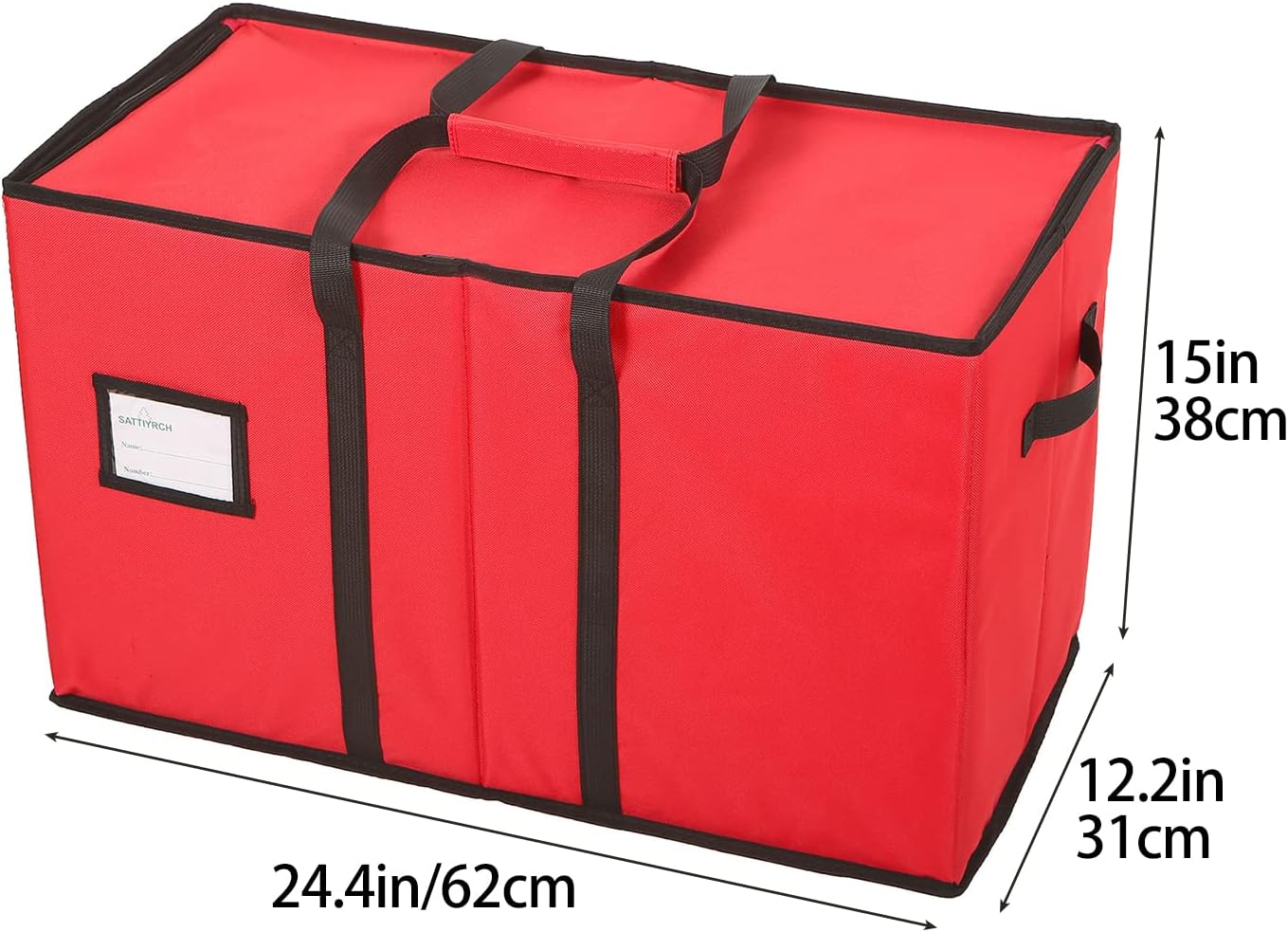 Sattiyrch Christmas Figurine Storage Box - 600D Canvas Nutcracker Container, 15 Inches, Adjustable Pockets for 8 Holiday Figurines