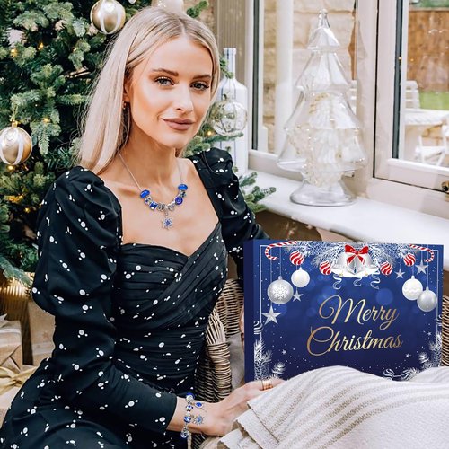 MOVINPE Advent Calendar Charm Bracelet 2025 for Teenage Girls Women, 24 Days Jewelry Necklace Bracelets Making Kit - Christmas Countdown Gifts for Teen Girl Daughter, Girlfriend, Wife, Mom (Royal Blue)