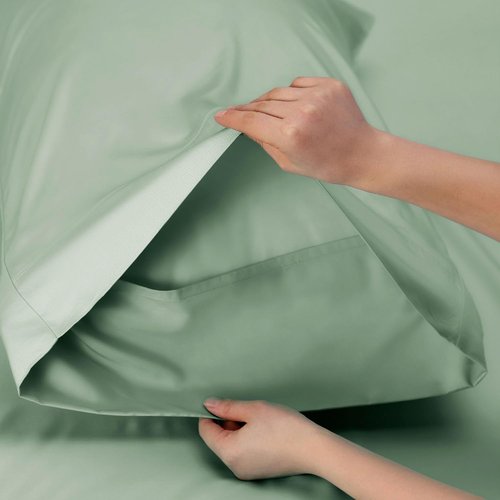 Bedsure Cooling Bed Sheets - Rayon from Bamboo, Breathable & Soft | Full Size, Deep Pocket, Sage Green