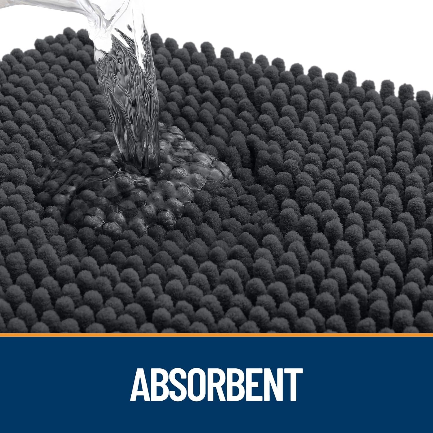 OLANLY Dog Door Mat - Absorbent Non-Slip Washable Chenille Mat for Muddy Paws | 70x46, Dark Grey