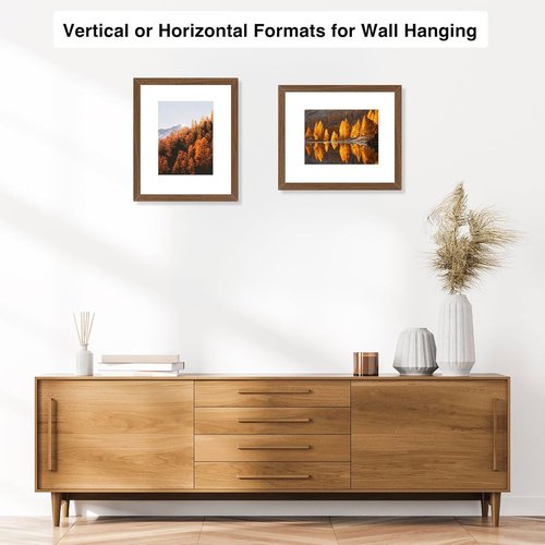 Brown 8x10 Picture Frame by [Brand Name] - Versatile Wall Hanging or Tabletop Display with 5x7 Mat