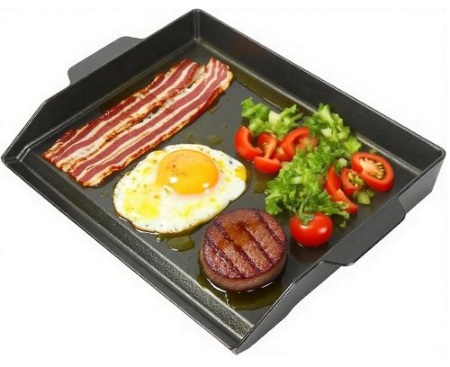 WEBROIL Universal Cast Iron Cooking Griddle Insert,Pre-Seasoned Nonstick Coating Griddle Pan for Gas Grill,BBQ Flat Top Grill Plate with High Sidewalls for All Grills and 4 Burner Range Oven,18.5"x14"