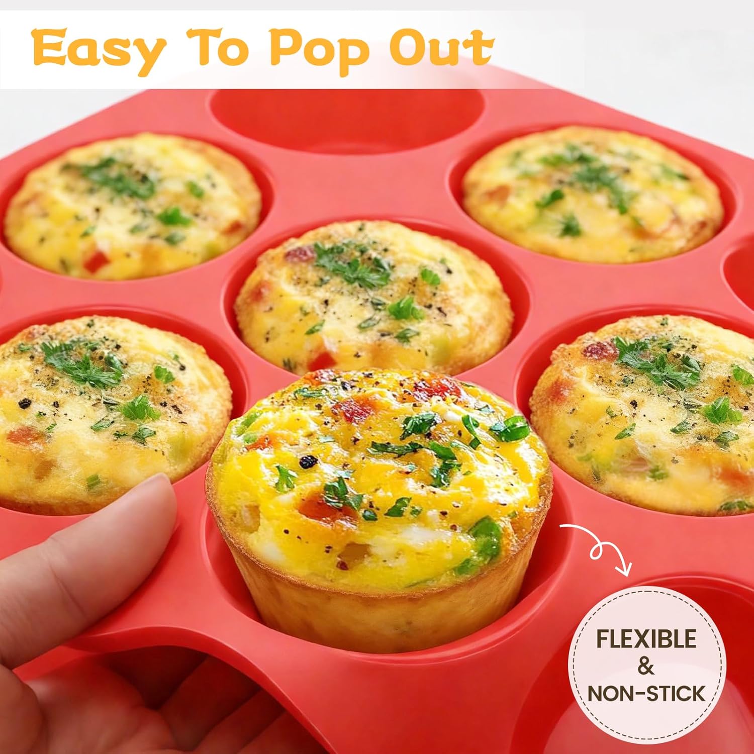 Silicone Muffin Pan Set by [Brand Name] - Mini 24-Cup & Regular 12-Cup Baking Tins for Egg Bites