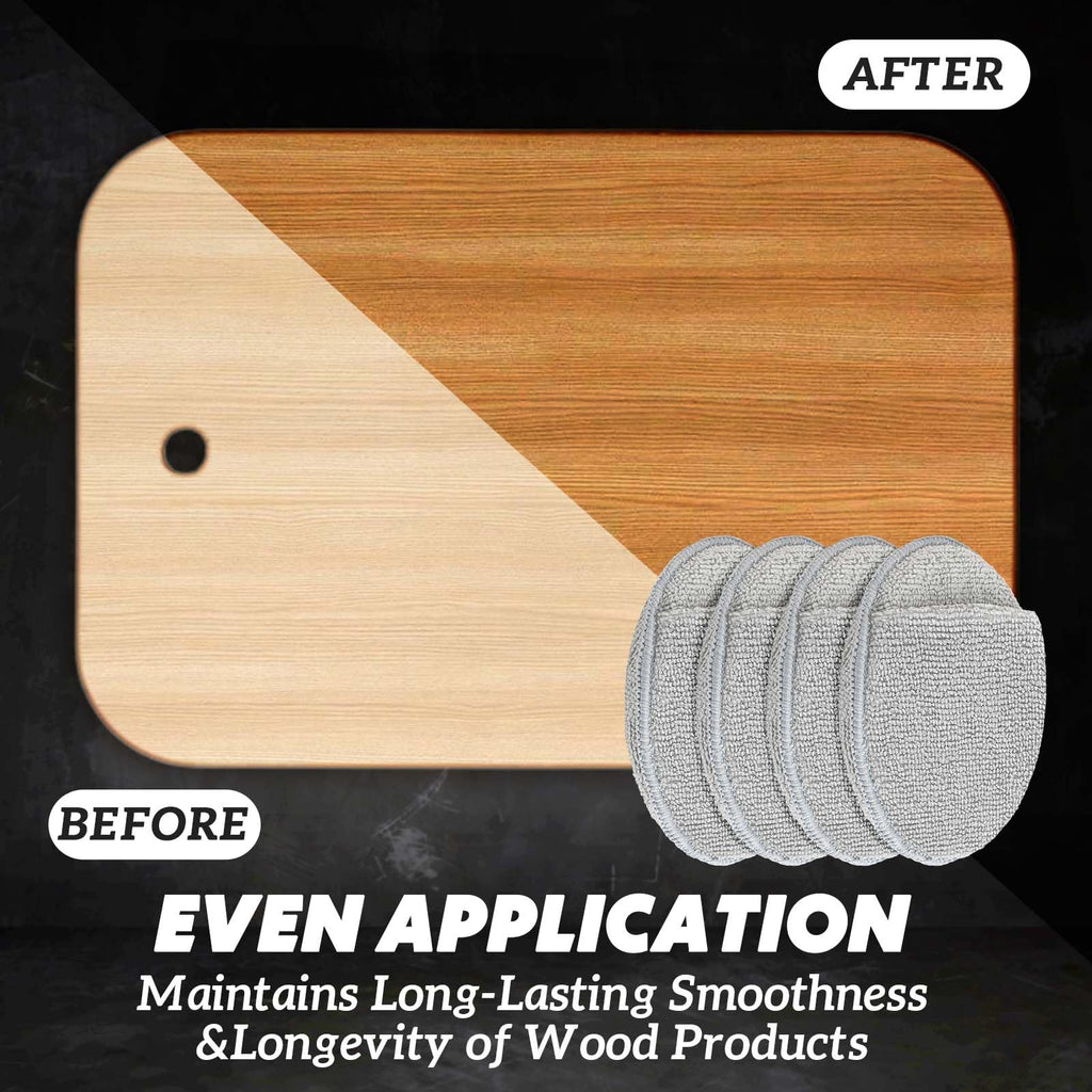 Qinyoung 6 Pcs Cutting Board Oil Applicator for Oil Board Microfiber Cloth Applicator for Cutting Boards, Wooden Spatula, Spoon and Other Utensils Polishing Machine 5 Inch Diameter (Round,Grey)