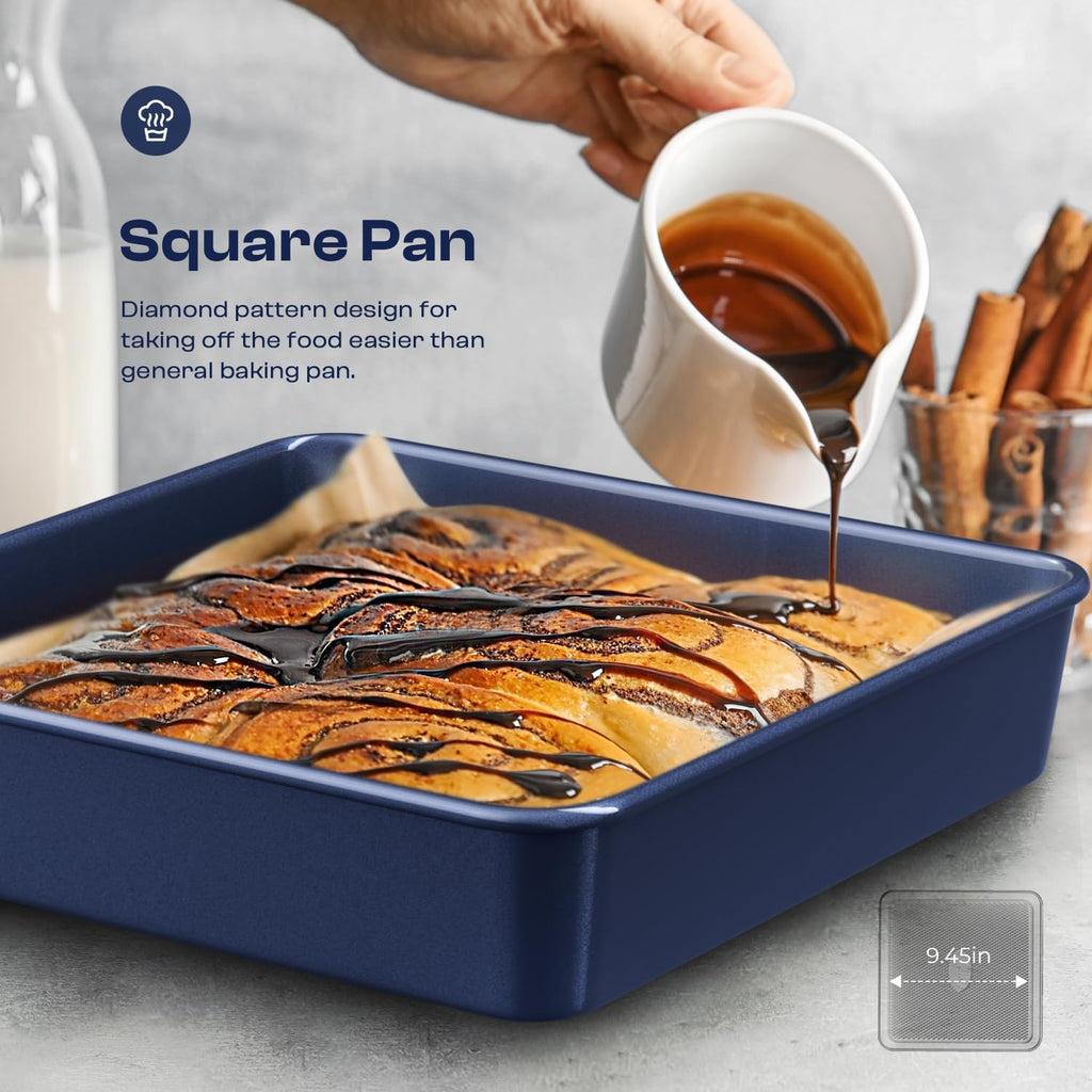 Regine Switzerland 12-Piece Nonstick Bakeware Set - Oven Safe Ceramic Coated in Blue with Essential Utensils
