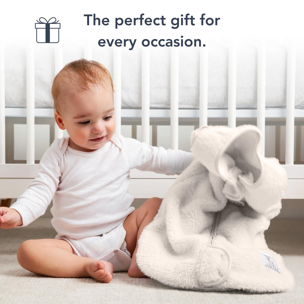 Little Giraffe Chenille Dream Sack, Cream - 1 TOG Sleep Sack 0-6 Months with Double-Zipper Design for Easy Diaper Changes - Ultra-Soft Baby Wearable Blanket with Chin and Zipper Guards