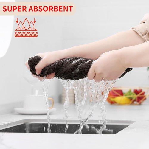 Homaxy Kitchen Dish Cloths - 100% Cotton Waffle Weave, Ultra Soft & Absorbent, 12 x 12 Inches, 8-Pack, Dark Brown