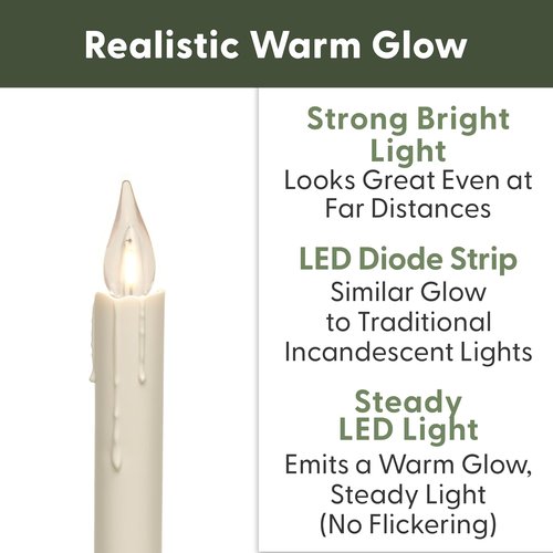 612 Vermont Vintage LED Window Candles - Battery Operated with Timer | Bright Warm White Glow (Pack of 4)
