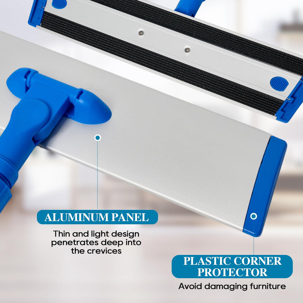 17.5'' Microfiber Mop for Floor Cleaning-Blue Flat Floor Mop with 58'' Stainless Steel Handle- 4 Reusable Washable Replacement Pads-Wet & Dry Use for Hardwood Tile Laminate-Home Kitchen Bathroom