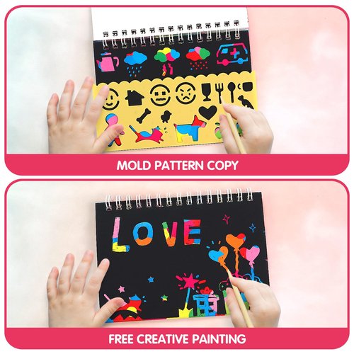 36 Pack Party Favors for Kids Rainbow Scratch Art Notebook Goodie Bags Stuffers for Kids, Valentines Day Classroom Prizes for Girls Boys, Valentine's Day Gift Valentines Day Cards for Kids School
