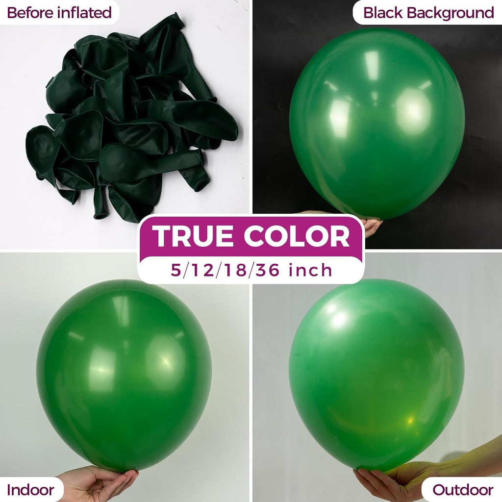 Bezente 36-Inch Dark Green Giant Balloons - 8 Pack Jumbo Emerald Latex Balloons for Parties & Events