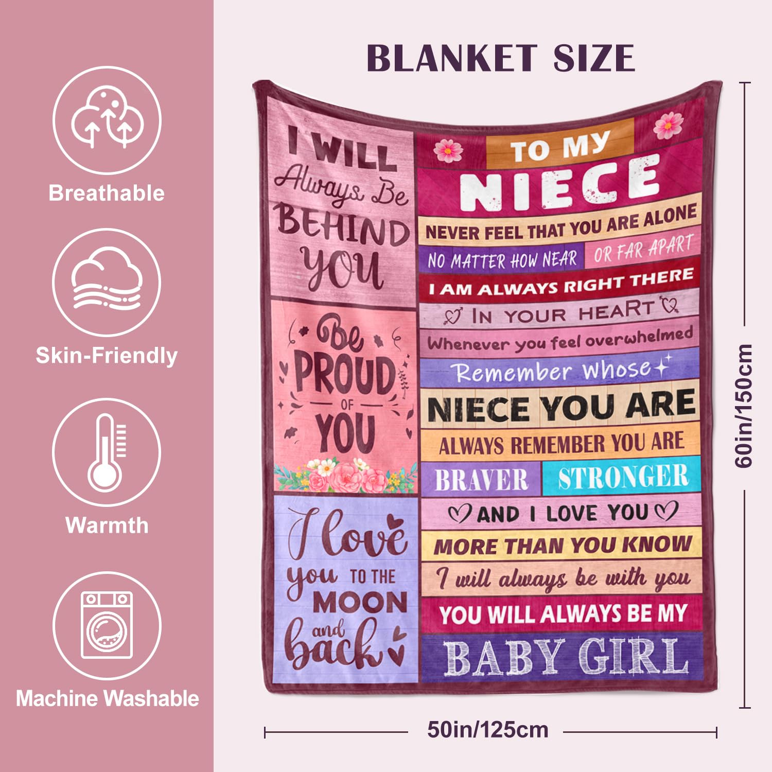Sruemiul Mothers Day Blanket Gifts for Niece from Auntie - Gifts for Niece from Aunt Uncle - Mothers Day Birthday Graduation Gift for Nieces - Best Nieces Present - to My Niece’s Blanket 50"x60"