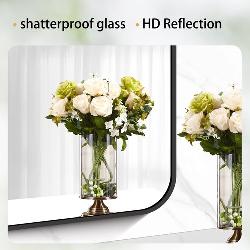 DESBING 30" x 36"Bathroom Mirror, Matte Black Wall Mirror with Metal Frame, Decorative Rectangular Vanity Mirror for Bedroom Bathroom Living Room Entryway (Horizontal/Vertical)
