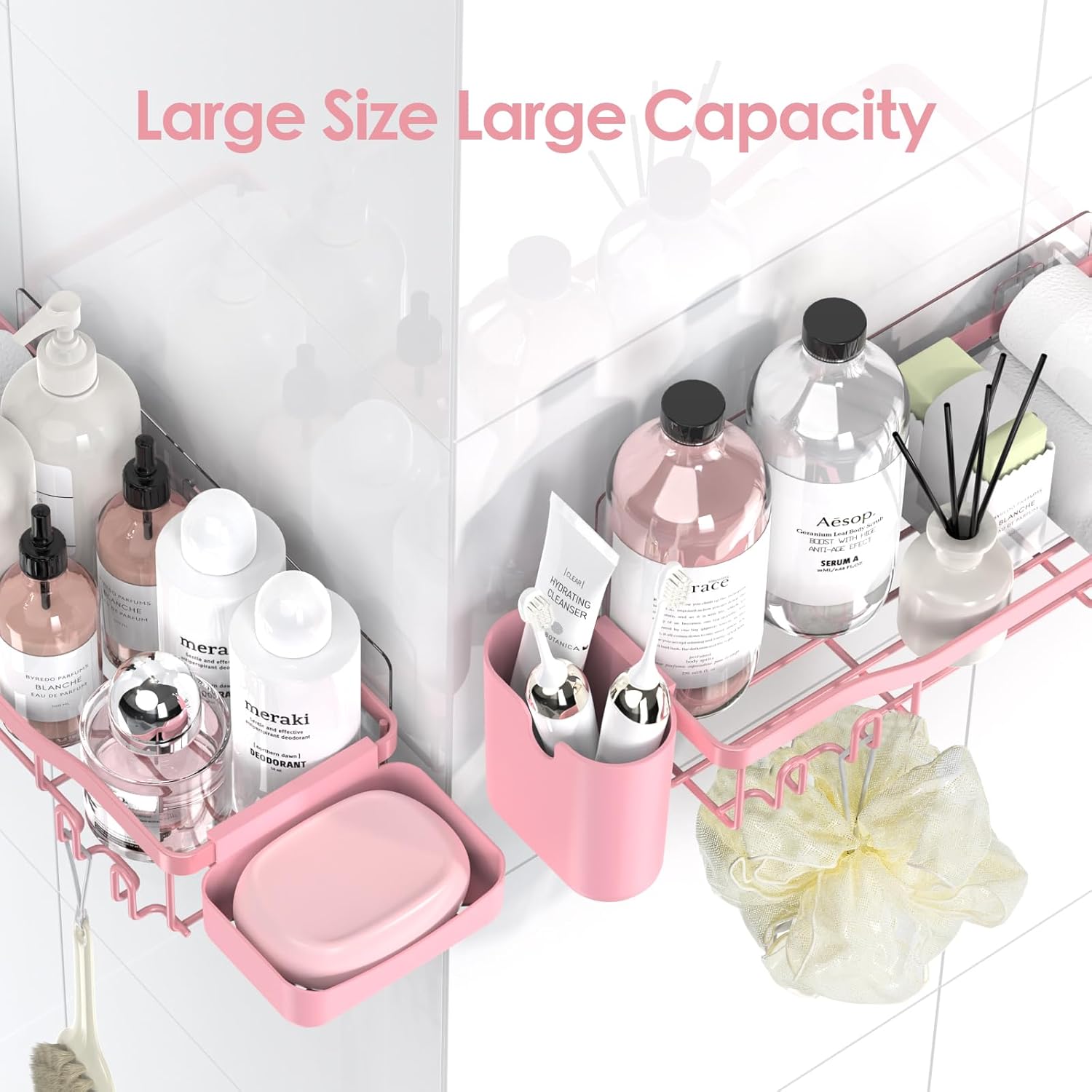 NESOMI Shower Caddy - Rustproof Stainless Steel Organizer with Large Capacity | No-Drill 7-Pack Storage Solutions