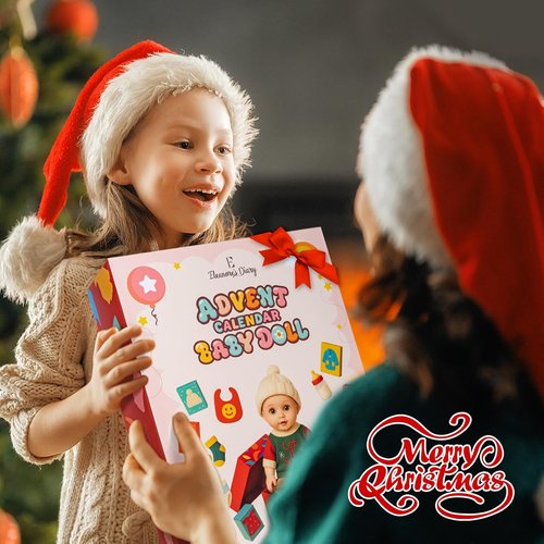 Eleanore's Diary Baby Doll Advent Calendar - 12'' Realistic Soft Body Doll Set with Clothes & Accessories | 24 Days of Christmas Surprises for Girls