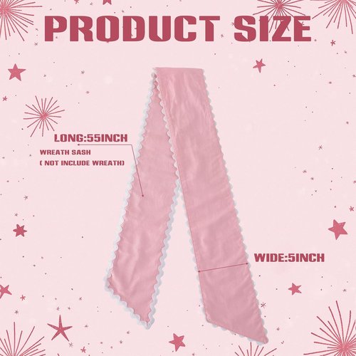 DYSHAYEN Wreath Sash - Canvas RIC Rac Trim for Front Door | Indoor & Outdoor Decor (Pink-White)