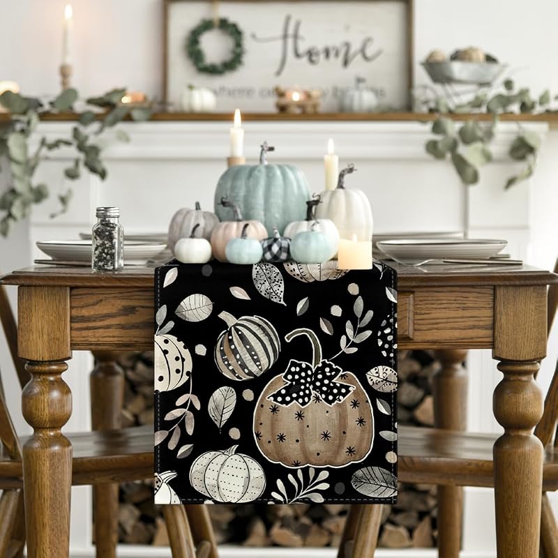 Artoid Mode 13x108 Inch Table Runner - 210 GSM Polyester, Black