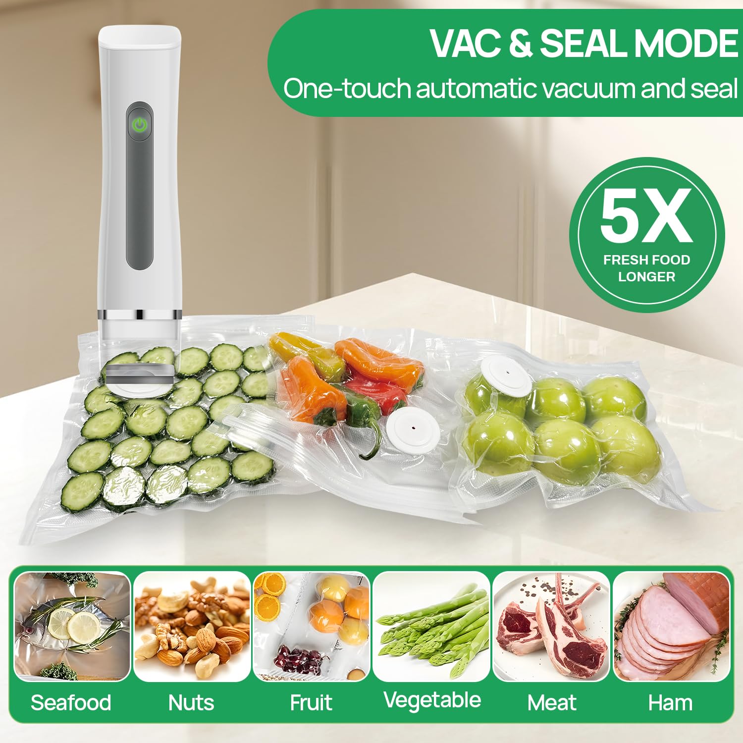 Vacuum Sealer,Compact Vacuum Sealer For Food Preservation,Portable Cordless Handheld Sealer Machine Food Fresh (With 30 Reusable Vacuum Seal Bags)