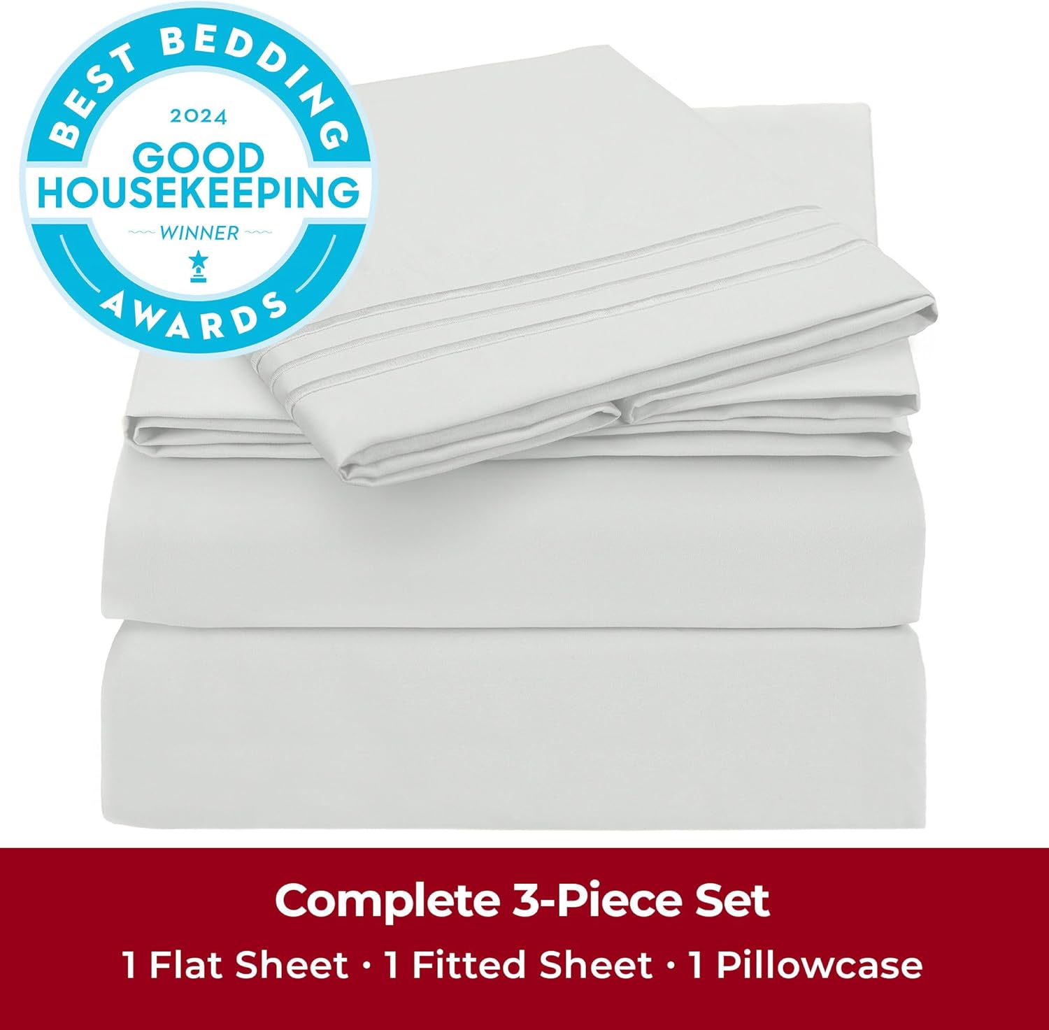 Mellanni Twin Sheets Set - 3 PC Hotel Luxury Bedding | Extra Soft, Cooling, Wrinkle-Resistant (Ivory)