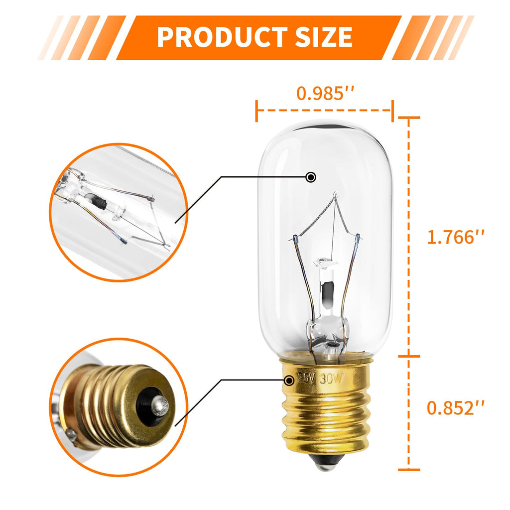 Belleone Light Bulb Fits for LG Microwave Oven - Compatible with LG Frigidaire Ken-more Whirlpool GE Over the Range Microwave, Dimmable 125V 30W E17 Base, Kitchen Night Light, Repalce 6912W1Z004B,4pcs