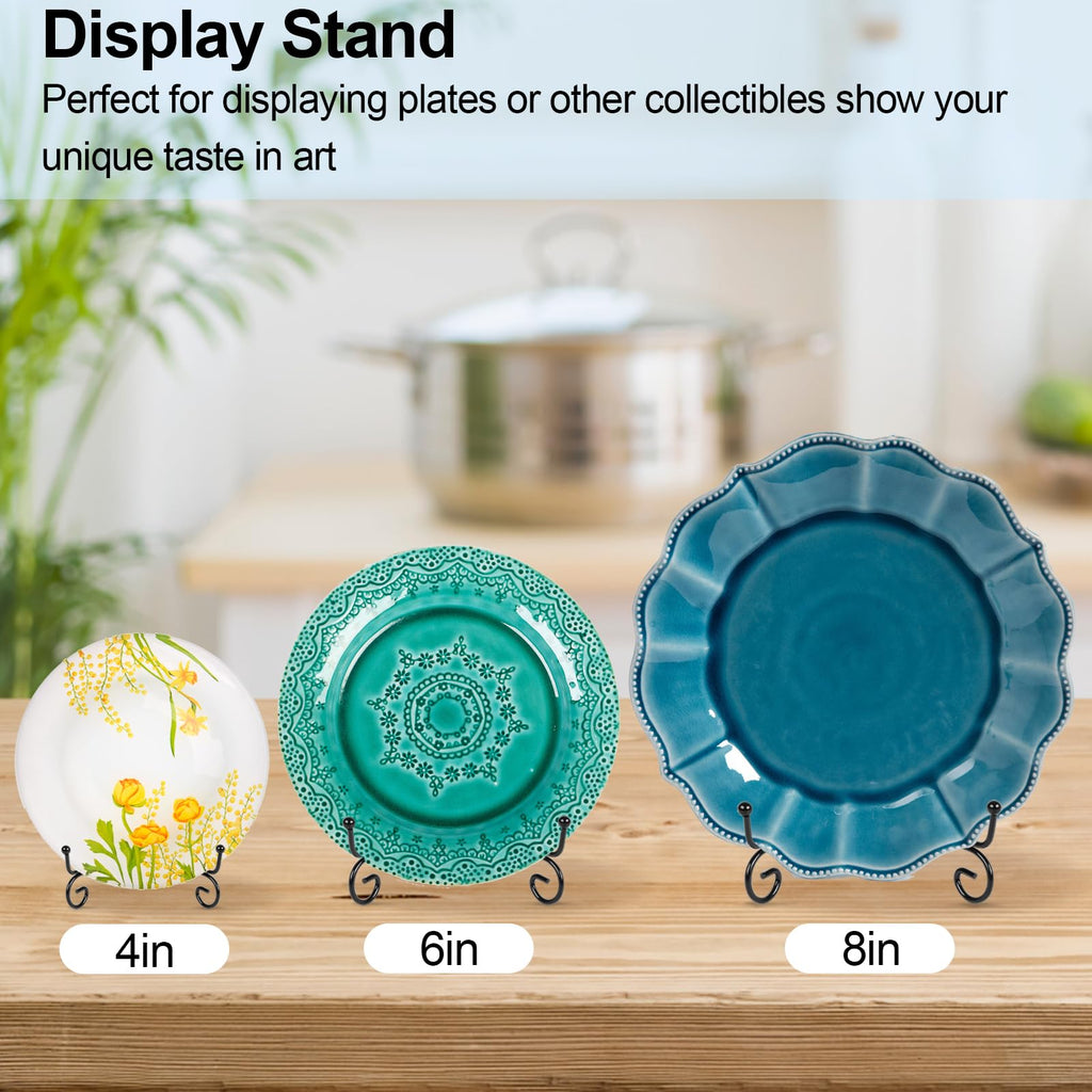 vivinin 6 Pack Plate Stands For Display (4 Inch, 6 Inch, 8 Inch), Plate Holder 3 Size Picture Frame Stand of Metal, Frame Holder Stand and Artworks for Book, Tabletop Art, Picture, Photo and Platter