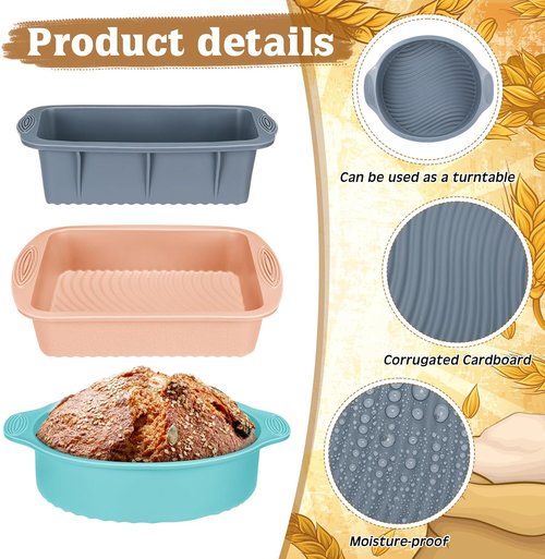 Baderke Silicone Baking Tray Set - 9 Pack Non-Stick Cake Pans & Loaf Mold | Easy Release & Heat Resistant