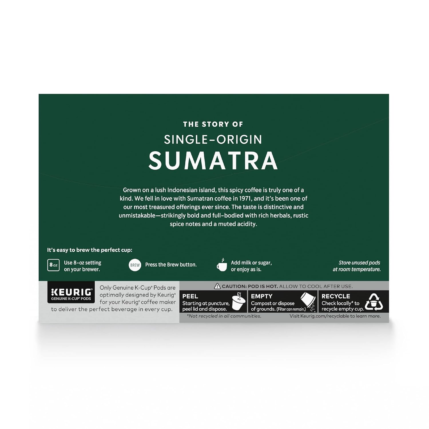 Starbucks K-Cup Coffee Pods - Dark Roast Sumatra, 100% Arabica, 60 Pods Total for Keurig Brewers